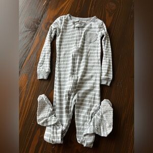 Carters Grey White Striped Toddler Boy's Footies PJ 4T